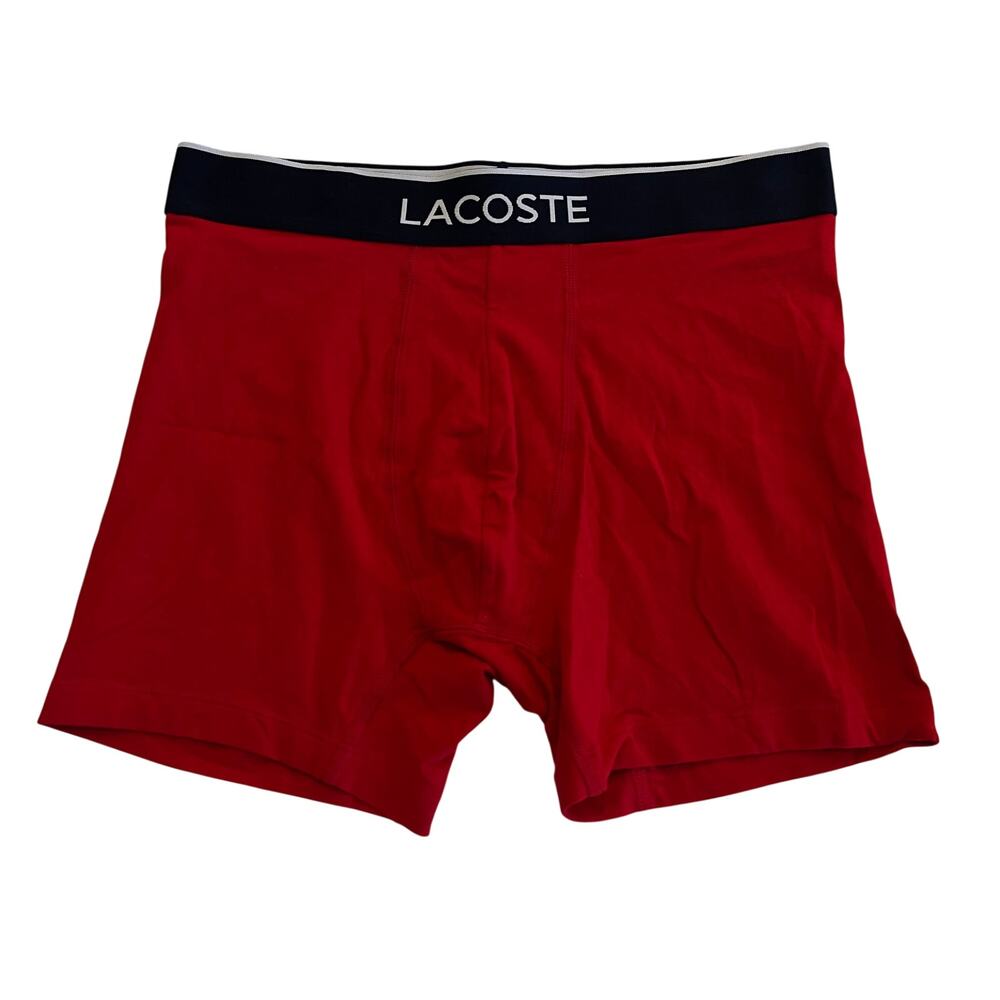 M3-21 LACOSTE Men's NWOT Cotton Boxer Brief Underwear Red Small